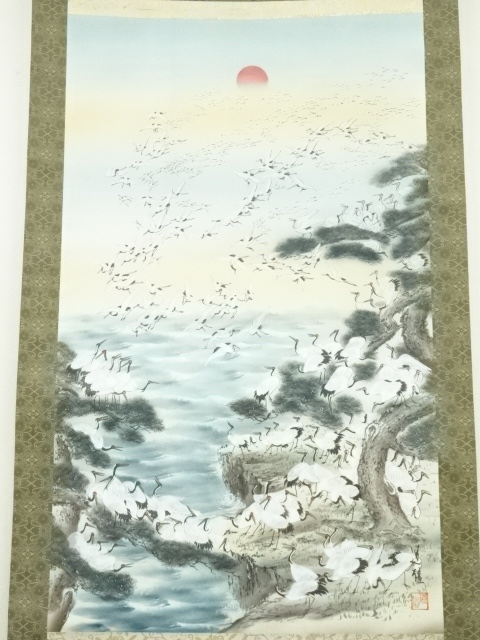 1475 法橋元龍 江戸時代「鶴図」 肉筆 絹本 日本画 掛軸 Yahoo!オークション - 「鶴」日本画 (絵画) の落札相場・落札価格